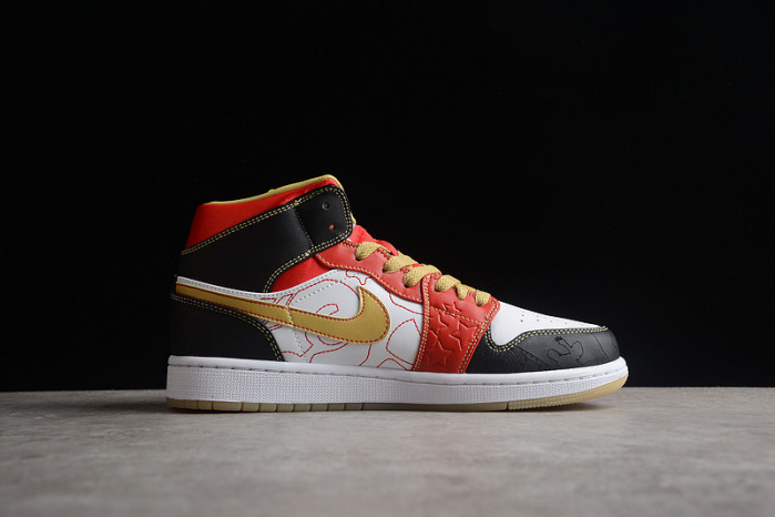 jordan 1 mid xq white black sport red - dv0576-176